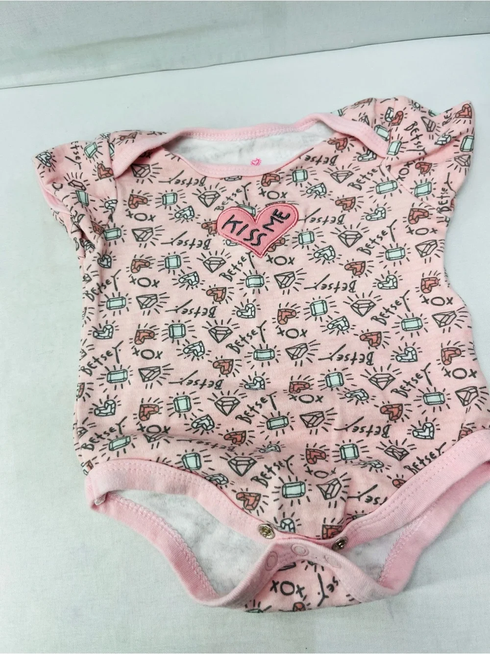 Justice Pink Baby Bodysuit Set with Heart, Gems & Dino‎ Prints